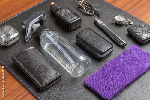 Car Detailing Tools Organized in DIY Kit Close-Up Image Showing Essentials