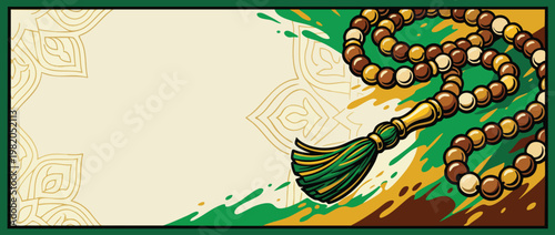 Prayer Beads Tasbih with Elegant Sacred Light Calm Devotional Atmosphere