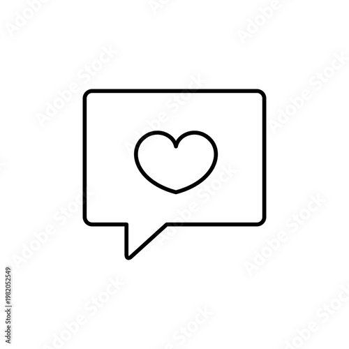 吹き出しとハートのマークを用いて、好意や好感を表現したアイコン