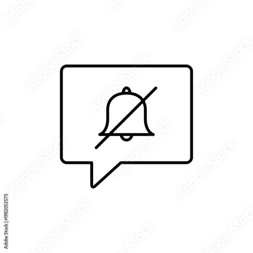 吹き出しとベルの斜線のマークを用いて、通知オフを表現したアイコン