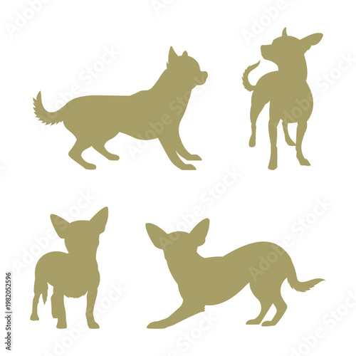 Four chihuahua silhouettes in different poses