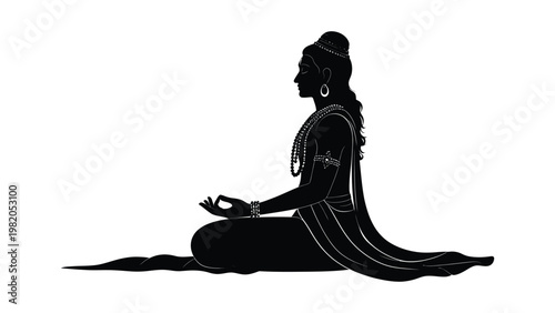 Black silhouette of a meditating Buddha.