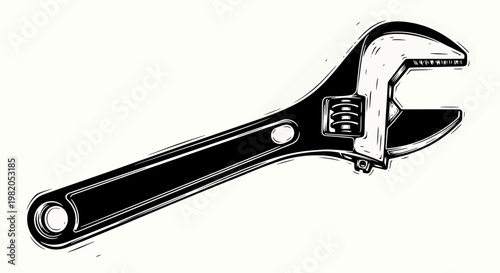 Illustration of an adjustable wrench