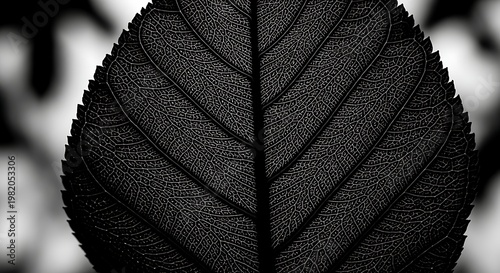 Detailed Black Leaf Close Up - Natures Intricate Texture.