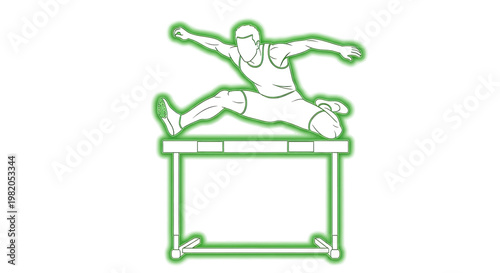 Illustration of an athlete jumping over a hurdle in a track and field event