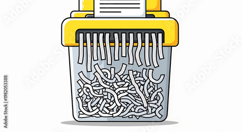 Paper shredder machine with shredded paper in a bin