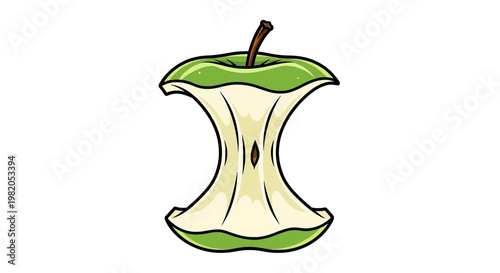 Green apple core illustration