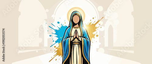 Religious Portrait of Blessed Virgin Mary for Spiritual Background