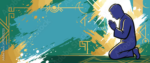 Respectful Praying Silhouette Serene Sacred Background for Spiritual Contemplation