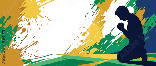 Respectful Praying Silhouette with Serene Sacred Light Mini Expressing Gratitude