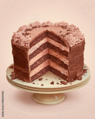 Chocolate Cake Layers Showcase Delicious Dessert and Elegant Presentation