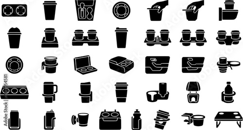 Minimal Travel Cup Holder. Line icon set of Minimal Travel Cup Holder: minimal cup holder, slim travel cup, clean console, simple insert
