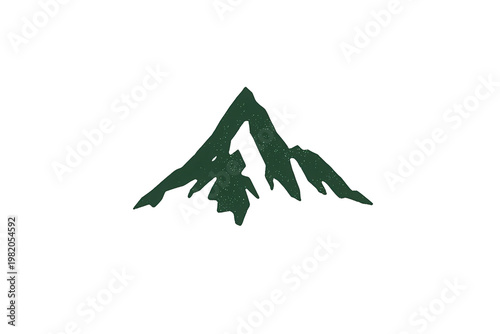 Stylized mountain peak wilderness nature logo icon with textured green silhouette on transparent background