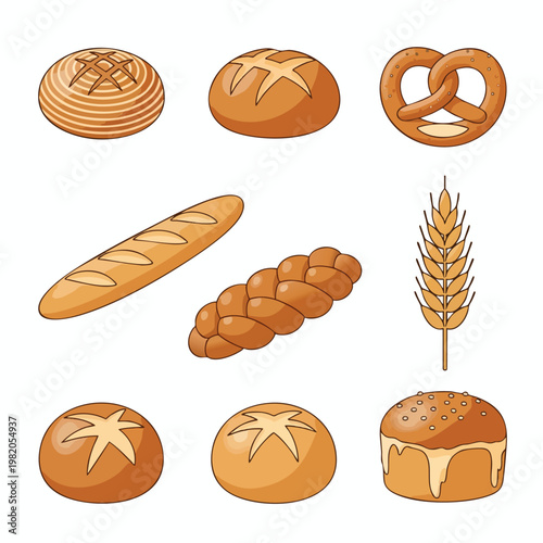 Delicious Assortment of Fresh Baked Bread and Pastries for Breakfast or Snack