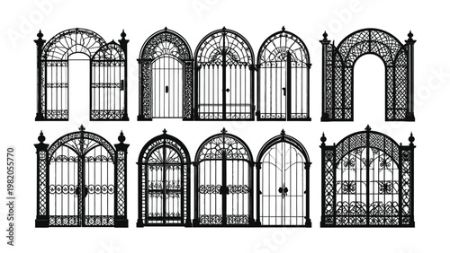 Collection of ornate iron gates and doors.