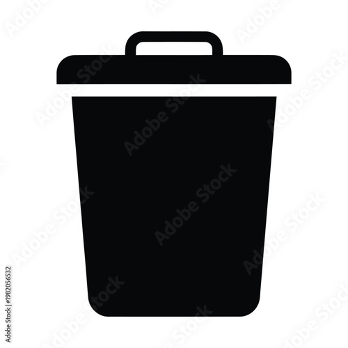 Trash Can Icon Representing Delete, Discard, or Remove Function in Minimal Black Silhouette Style