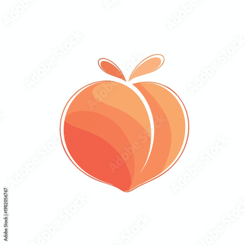 Stylized Peach Illustration for Food and Fruit Themes