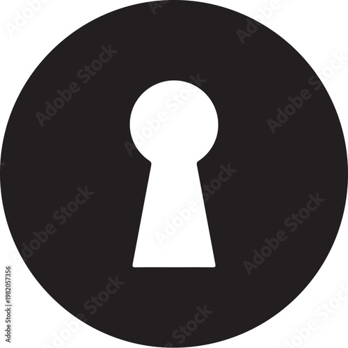 Keyhole icon, black circle, white keyhole, security symbol, vector graphic