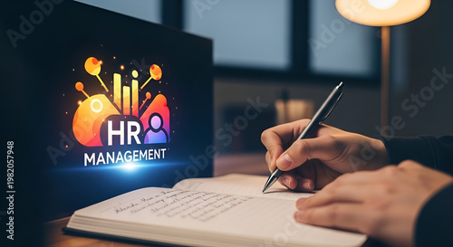 Artificial Intelligence Technology Concept with Laptop and Holographic Digital Interface, Data Analytics, Coding, Cyber Security, Machine Learning, Futuristic Business Innovation, Modern Digital Works