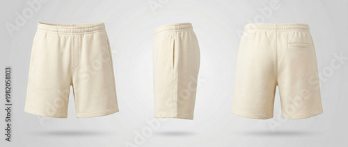 Cream Colored Casual Shorts Mockup for Design Presentation.