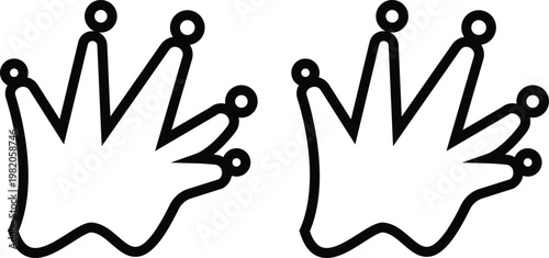 Beaver paw footprint icon set collection group, animal track pawprint footprint symbol vector pack, wildlife rodent claw marks, flat and line style black icons isolated on transparent background