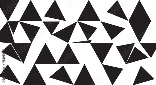Black geometric triangles, triangle shapes, abstract background, vector graphics