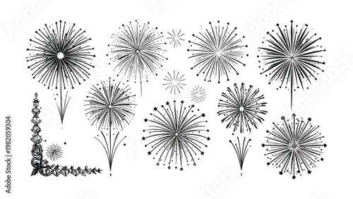 Collection of various dandelion flower illustrations.