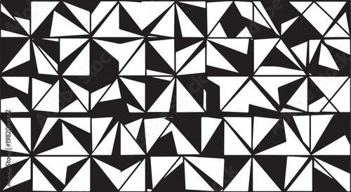 Geometric pattern, black and white triangles, abstract background, seamless design