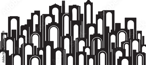 City skyline, urban landscape, black silhouette, modern architecture, cityscape vector
