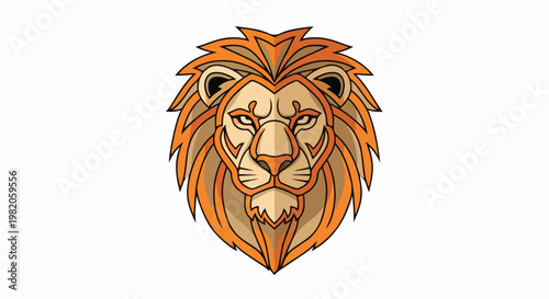 Stylized illustration of a lion's head with a fierce expression and a prominent mane, isolated on a white background.