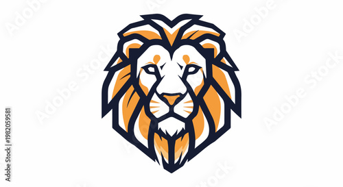 Abstract geometric lion head logo, symbol of strength, courage, and leadership, modern design on white background