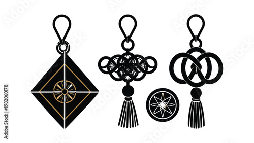 Black and gold jewelry charms and pendants.
