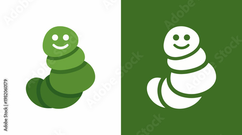 A cute and cheerful cartoon caterpillar character, symbolizing transformation and growth, ideal for children's products and educational materials promoting nature.