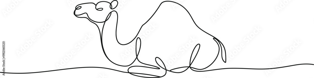 Obraz premium Continuous single line drawing of camel representing Eid ul Adha sacrifice and Islamic celebration concept