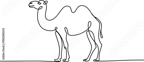 Continuous single line drawing of camel representing Eid ul Adha sacrifice and Islamic celebration concept