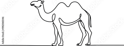 Continuous single line drawing of camel representing Eid ul Adha sacrifice and Islamic celebration concept