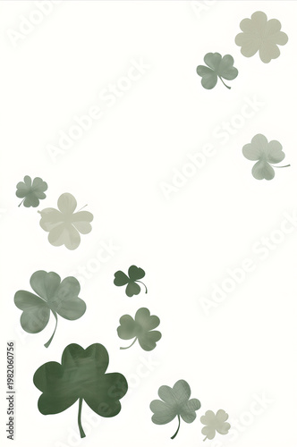 Green Clover Leaves Pattern On White Background Saint Patricks Day Theme