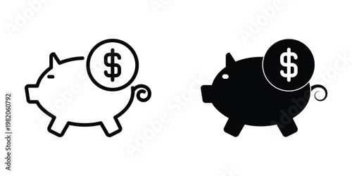 Piggy Bank icon design template