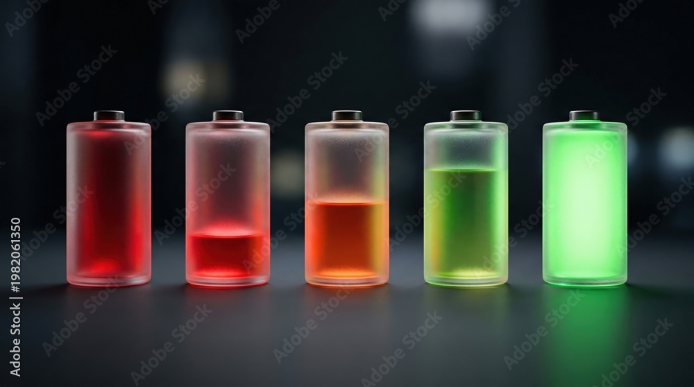 Fototapeta premium Spectrum of Power Dynamic Energy Levels Represented by Battery Charge Indicators