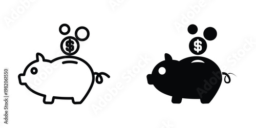 Piggy Bank icon design template