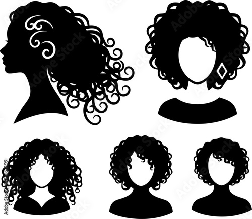 Ringlet Hair Icons Set Vector