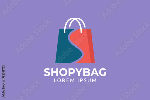 This graphic showcases a sleek and modern shopping bag logo, an ideal representation for retail brands. It balances aesthetics with functionality and brand appeal.