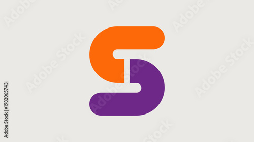 This creative logo features two interlocking letters S, depicted in vibrant orange and purple colors, signifying modern branding and dynamic visual identity in the digital age.