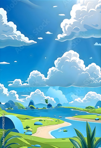 landscape with blue sky