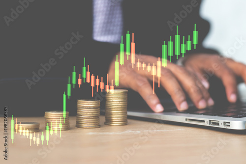 stock market trading analysis candlestick chart pattern price action growth movement investment mutual fund ETF saving concept