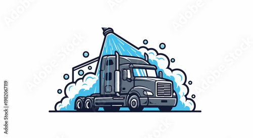 Truck getting washed with soap and water