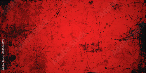Vintage aged red grunge texture with a dark rusty pattern and dirty paint design creates a grungy wallpaper backdrop for an old paper art illustration