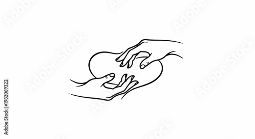 Two hands reaching for a heart outline in a delicate gesture