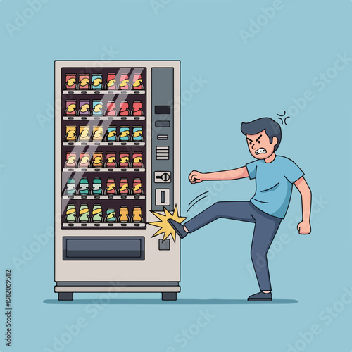 A frustrated man kicks a vending machine after it fails to dispense his snack (1)
