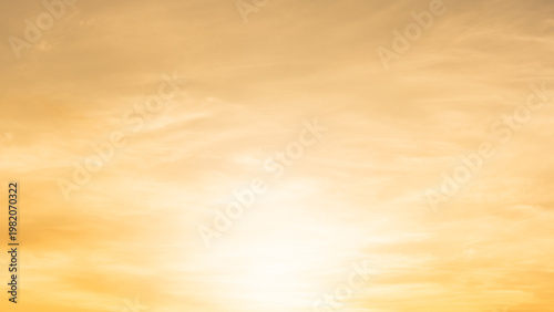 Canvas Print Yellow Sky, Sunset sky clouds in the Autumn Evening with Orange, Yellow sunlight
